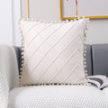 Plush Ball Plaid Pillow Cover
